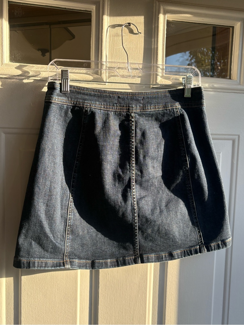 Madewell Blue Stretch Denim A-Line Mini Skirt Button Front Women’s Size M - Picture 5 of 10